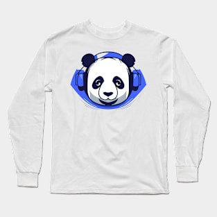 Panda Music Headphone City Rhyme Wonderful Vibes Vector Graphic Long Sleeve T-Shirt